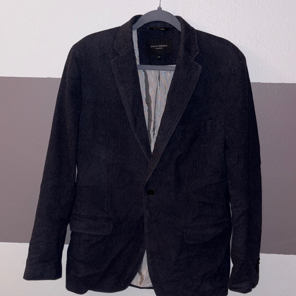 Banana Republic TAILORED-FIT BLACK CORD BLAZER size 40R - Picture 3 of 16